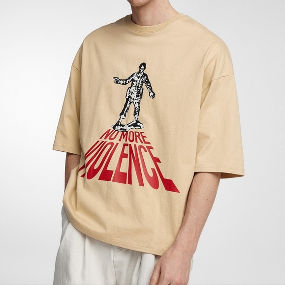 TEE LIBRARY No More Violence Oversized T-Shirt - UNISEX - Picture 1 of 7